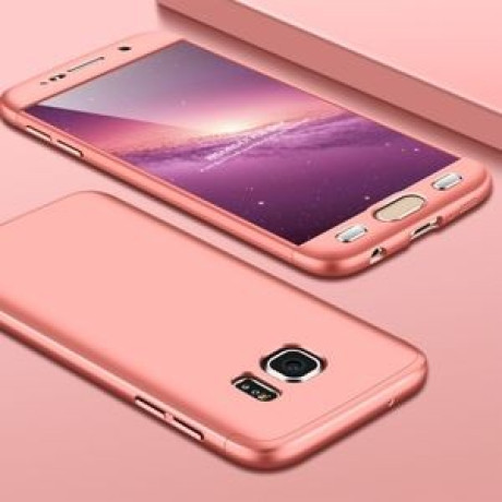 3D чехол GKK Three Stage Splicing Full Coverage Case на Samsung Galaxy  S7 / G930 - розовое-золото