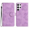 Чехол-книжка Flower Embossing Pattern для Samsung Galaxy S24 Ultra 5G - фиолетовый