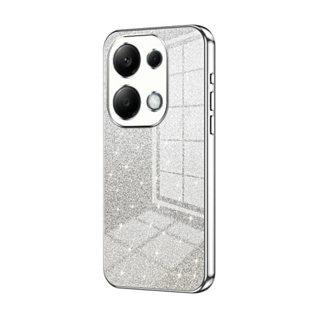 Ударозащитный чехол Gradient Glitter Powder Electroplated на Xiaomi Redmi Note 13 Pro 4G / Poco M6 Pro 4G - серебристый