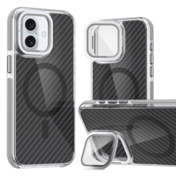 Противоударный чехол Magsafe Dual-Color Carbon Fiber Lens Film для  iPhone 16 Plus - серый