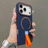 Магнитный чехол Skin-feel Magnetic TPU with Silicone Strap с силиконовым ремешком на iPhone 18 Pro Max — тёмно-синий