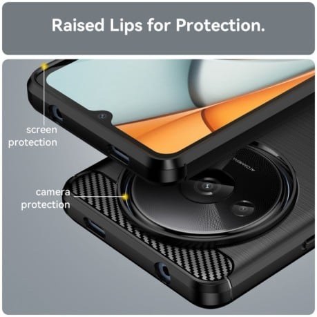 Противоударный чехол Brushed Texture Carbon Fiber на Xiaomi Redmi A3 - черный