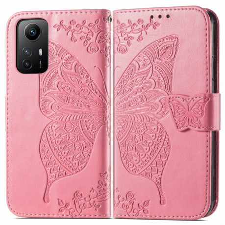 Чехол-книжка Butterfly Love Flower Embossed для Xiaomi Redmi Note 12S - розовый