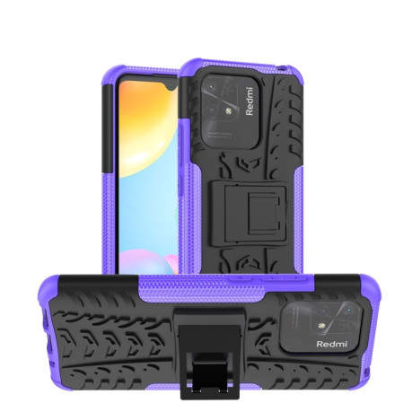 Противоударный чехол Tire Texture на Xiaomi Poco C40/Redmi 10c - фиолетовый
