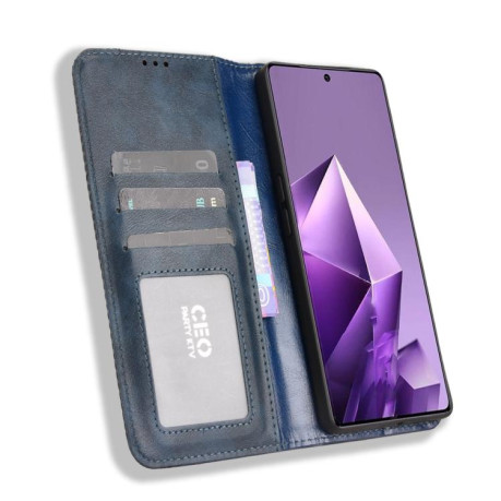 Чохол-книжка Magnetic Buckle Retro Crazy Horse Texture на Infinix Note 50 Pro+ - синій