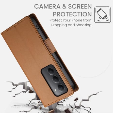 Чехол-книжка Side Buckle Magnetic Frosted Leather на Xiaomi Redmi 15 5G / 4G EU 171mm - коричневый