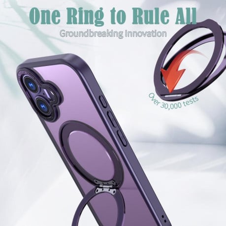 Чехол kalebol с MagSafe и подставкой 360 Metal Ring Holder на iPhone 17 - фиолетовый