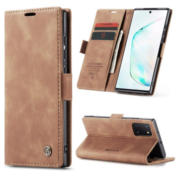 Кожаный чехол CaseMe-013 Multifunctional на Samsung Galaxy Note 10 Lite - коричневый