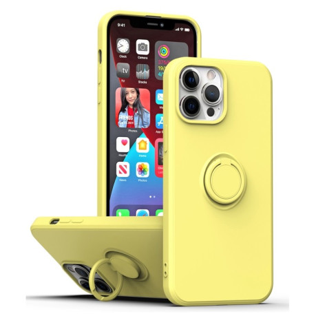 Противоударный чехол Ring Kickstand для iPhone 14 Plus - желтый