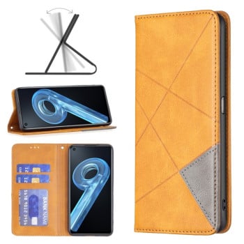 Чехол-книжка Rhombus Texture для Realme 9i/OPPO A76/A96 - желтый