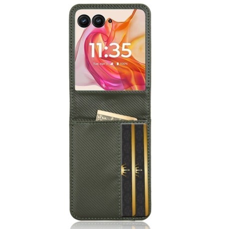 Противоударный чехол Card Slot PU Leather PC для Motorola Moto Razr 50 Ultra - зеленый