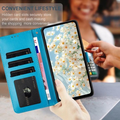 Чехол-книжка Daisy Embossed Leather для на Samsung Galaxy F16 5G / M16 5G - синий