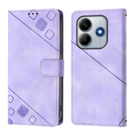 Чехол-книжка Skin-feel Embossed для Xiaomi Poco M7 Pro 5G Global - фиолетовый