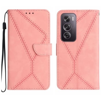 Чохол-книжка Stitching Embossed Leather для OPPO Reno 12 Pro 5G Global - рожевий
