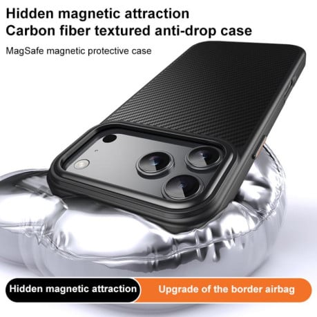 Противоударный чехол Kevlar Fiber с MagSafe на iPhone 17 Pro Max - черный