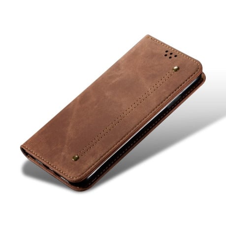 Чохол книжка Denim Texture Casual Style на Xiaomi Redmi Note 10/10s/Poco M5s - коричневий