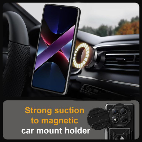 Противоударный чехол Sliding Camshield Card для Xiaomi Redmi Note 14 Pro 4G - красный