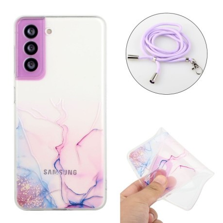 Чехол Hollow Marble Pattern with Neck для Samsung Galaxy S22 Plus 5G - розовый
