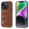 Чехол ABEEL Genuine Leather Canopy Black Edge Phone Case для iPhone 15 - коричневый