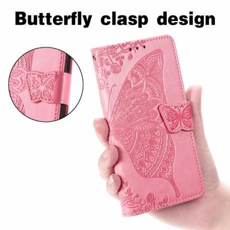 Чехол-книжка Butterfly Love Flower Embossed на Realme GT Master - розовый