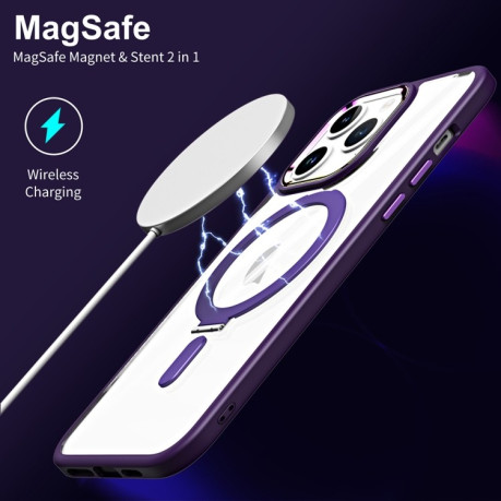 Противоударный чехол MagSafe Magnetic Holder для iPhone 15 Pro Max  - голубой