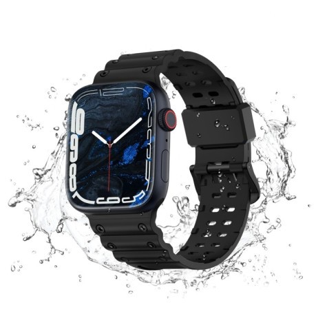Силиконовый ремешок Waterproof Double Buckle для Apple Watch Series 8/7 41mm / 40mm / 38mm - черный