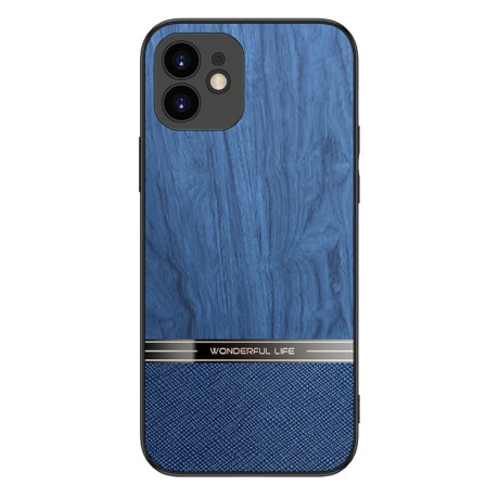 Противоударный чехол Shang Rui Wood Grain для iPhone 11 - синий
