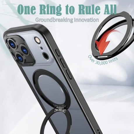 Чехол kalebol с MagSafe и подставкой 360 Metal Ring Holder на iPhone 17 Pro Max - черный