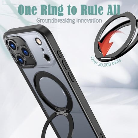 Чехол kalebol с MagSafe и подставкой 360 Metal Ring Holder на iPhone 17 Pro - черный