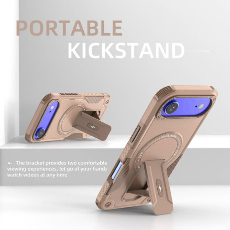 Противоударный чехол Armor Magsafe Holder PC Hybrid TPU для iPhone Air - Gold