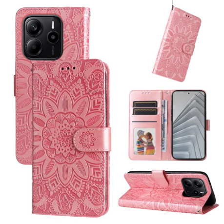 Чехол-книжка Embossed Sunflower для Xiaomi Redmi Note 14 4G 164.84mm - золото