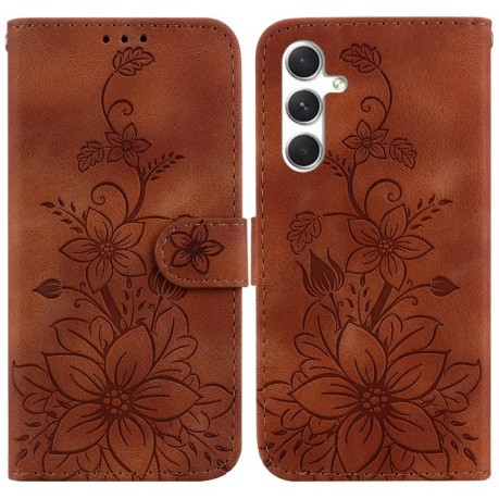 Чехол-книжка Lily Embossed Leather для Samsung Galaxy S24+ 5G - коричневый