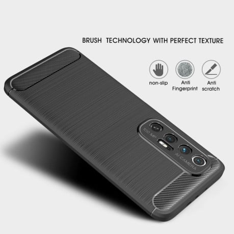 Чехол Brushed Texture Carbon Fiber на Xiaomi Mi 10S - синий