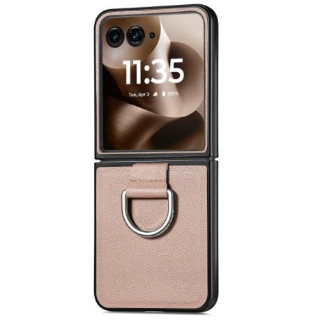 Противоударный чехол Litchi Texture на Motorola Razr 60 Ultra - серый