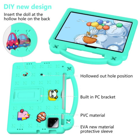 Противоударный чехол EVA Handle Kickstand Children для Xiaomi Pad 7 / 7 Pro 2024 - зеленый