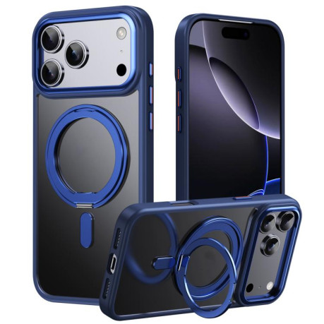 Ударозащитный чехол 360 Rotating MagSafe Magnetic Frosted на iPhone 17 Pro - синий