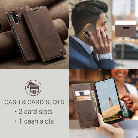 Чехол-книжка CaseMe-013 Multifunctional на Samsung Galaxy A56 - кофейный