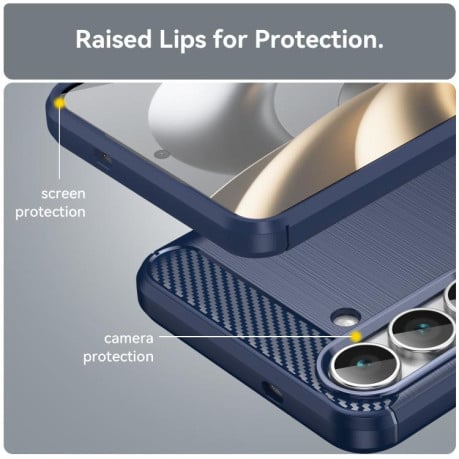 Чохол Brushed Texture Carbon Fiber на Samsung Galaxy S25 FE 5G - синій