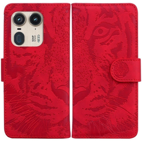 Чехол-книжка Tiger Embossing для Motorola Edge 50 Ultra - красный