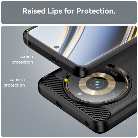 Протиударний чохол Brushed Texture Carbon Fiber на Realme 11 Pro+ - чорний
