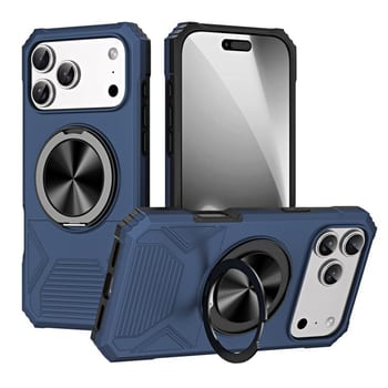 Противоударный чехол Alloy Rotating Holder MagSafe Shockproof с MagSafe и металлическим поворотным держателем на iPhone 18 Pro / 17 Pro — синий