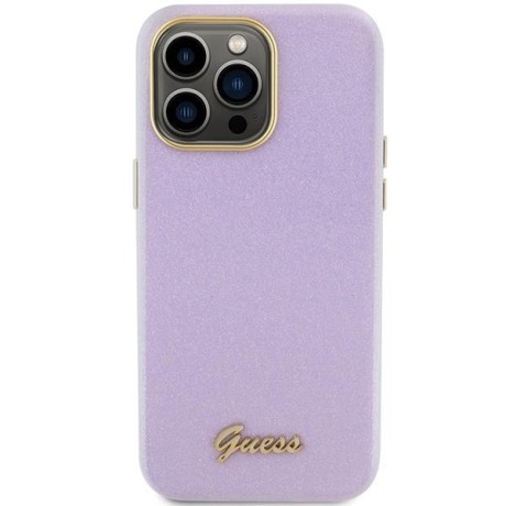 Оригинальный чехол Guess Glitter Glossy Script на iPhone 15 Pro - lilac