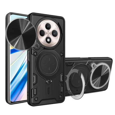 Противоударный чехол CD Texture Sliding Camshield Magnetic Holder на OPPO Reno12 F/12 FS 5G Global - черный