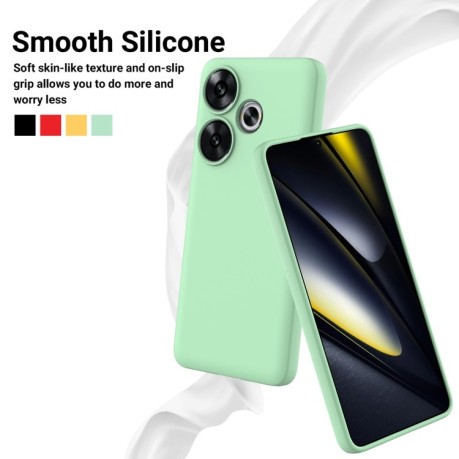 Силиконовый чехол Solid Color Liquid Silicone на Xiaomi Poco F6 - зеленый