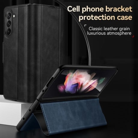 Шкіряний чохол-книжка SULADA All-inclusive Magnetic Snap Flip Leather для Samsung Galaxy Fold 6 - чорний