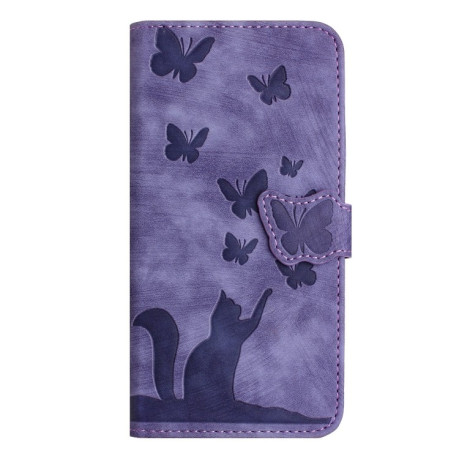 Чохол-книжка Cat Embossing Pattern для Samsung Galaxy S25 Ultra 5G - фіолетовий