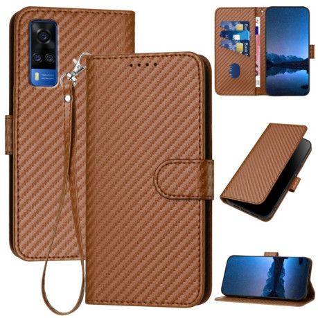 Чохол-книжка Carbon Fiber Texture на Vivo Y51/Y31 4G/Y53s 4G/Y51a YX0070 - кавовий