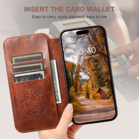 Чехол-книжка Suteni J05 Leather Magnetic MagSafe для iPhone 16 Pro Max - хаки