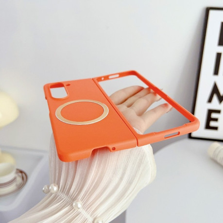 Противоударный чехол Skin Feel Magsafe Magnetic для Samsung Galaxy Fold 5 - оранжевый