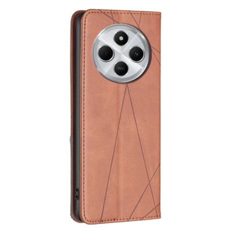 Чехол-книжка Rhombus Texture для Xiaomi Redmi 14C 4G/Poco C75/Redmi A4 5G - коричневый